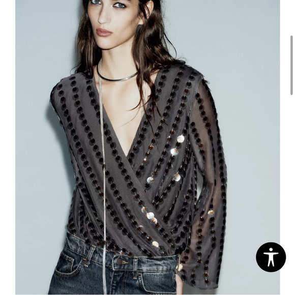 Zara Tops - Zara sequin body suit NWT